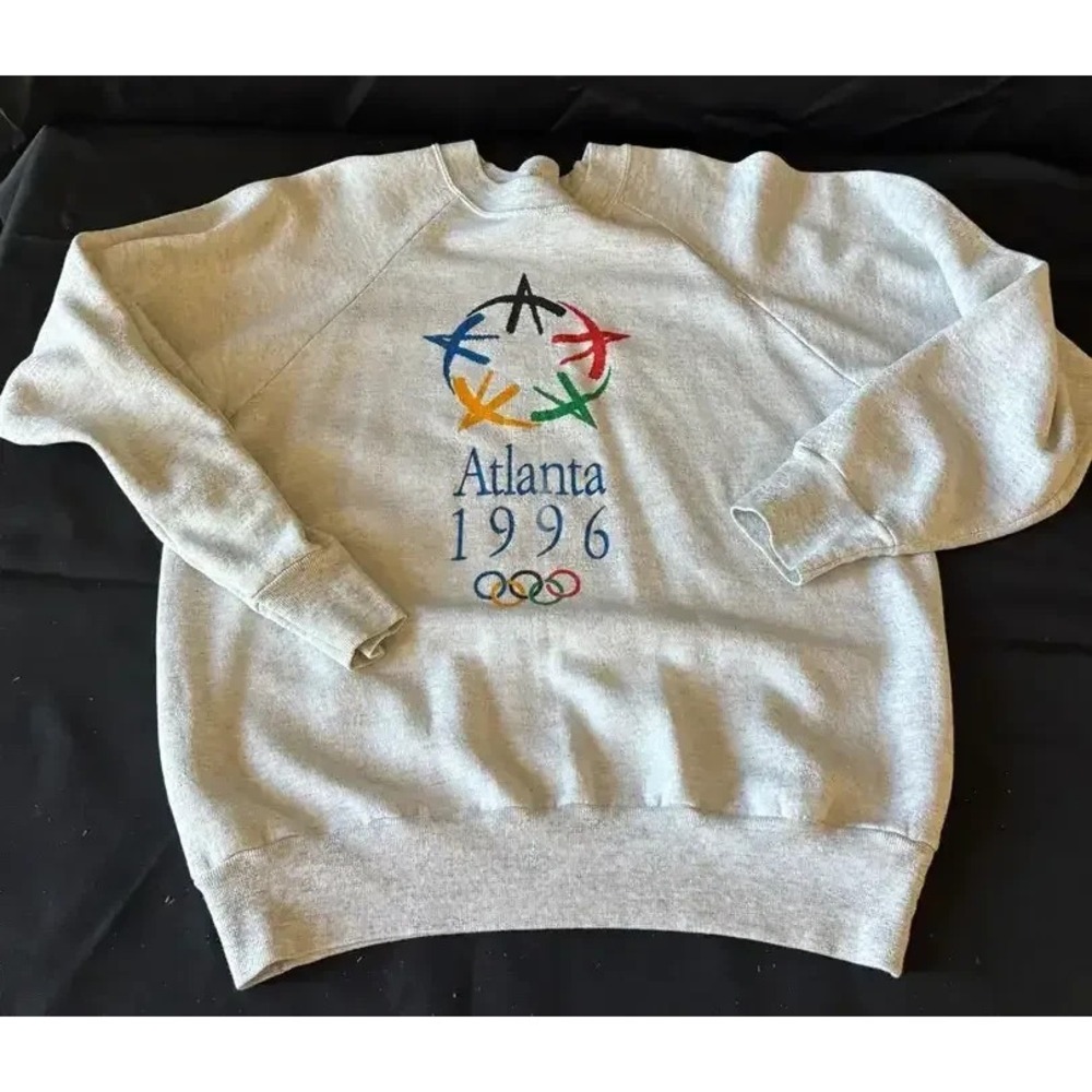 Vintage 90's Olympics Sweatshirt Team USA Men's Size Large Gray 1996 Atlanta